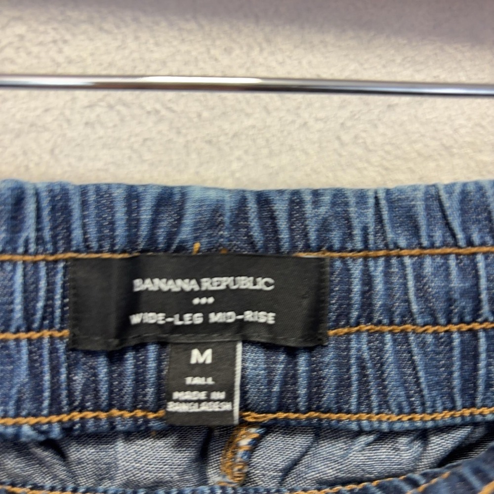 Banana Republic Wide Leg Pull On Jeans Womens Medium Tall MT Blue Mid Rise 2025 - Picture 3 of 9